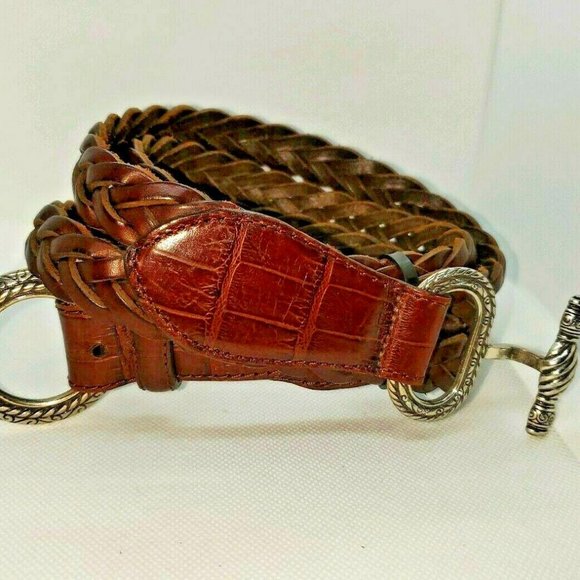 Unbranded Accessories - Vtg 1996 Stamped Double Braided Leather Belt Sz 34